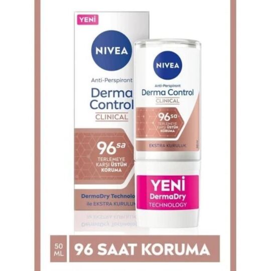 Nıvea Derma Control Clinical Kadın Roll-On 50 Ml,96 Saat Üstün Koruma,ekstra Kuruluk,anti-Perspirant