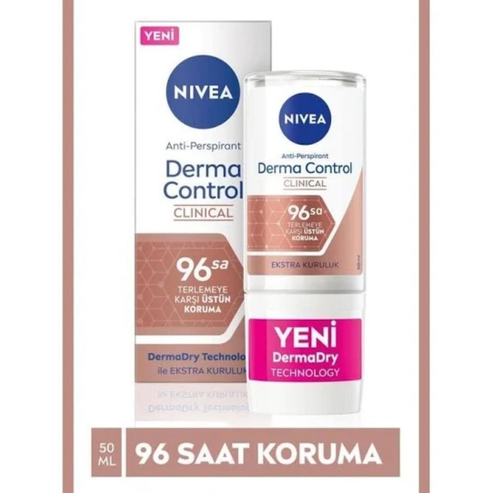 Nıvea Derma Control Clinical Kadın Roll-On 50 Ml,96 Saat Üstün Koruma,ekstra Kuruluk,anti-Perspirant - 1