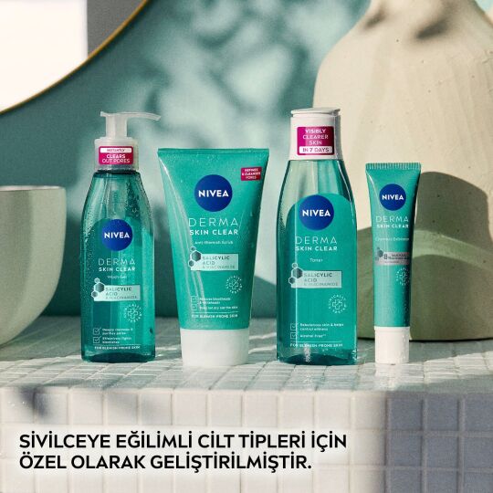 NIVEA Derma Skin Clear Niasinamid ve Salisilik Asit (BHA) İçeren Sivilce Karşıtı Yüz Temizleme Jeli - 6