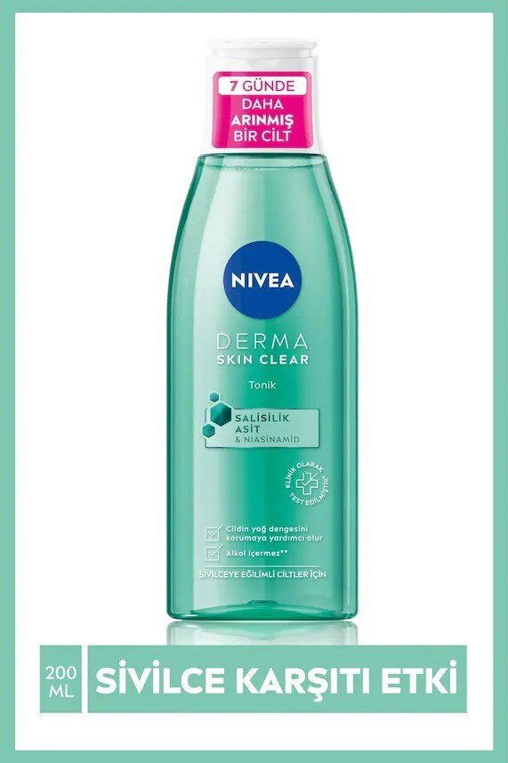 NIVEA Derma Skin Clear Niasinamid ve Salisilik Asit (BHA) İçeren Sivilce Karşıtı Yüz Temizleme Tonik - 1