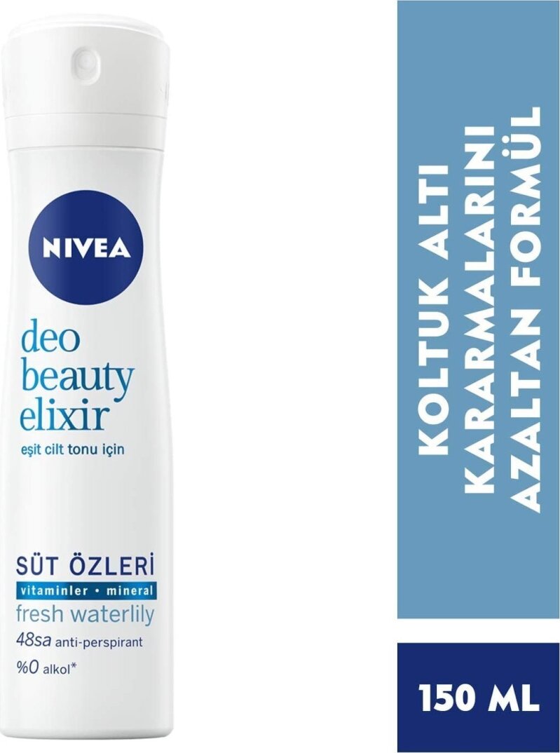 Nivea Kadın Sprey Deodorant Beauty Elixir Fresh Waterlily 48 Saat Anti-perspirant Koruma 150ml - 1