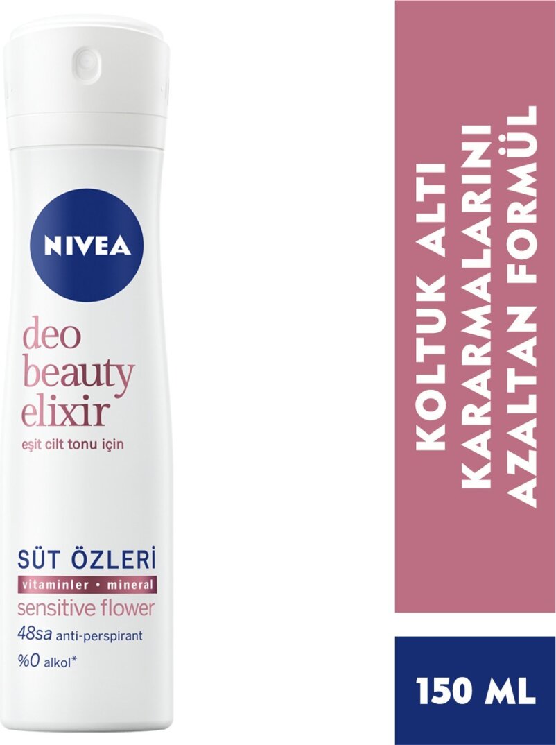 Nivea Kadın Sprey Deodorant Beauty Elixir Sensitive Flower,48 Saat Anti-perspirant Koruma 150ml - 1