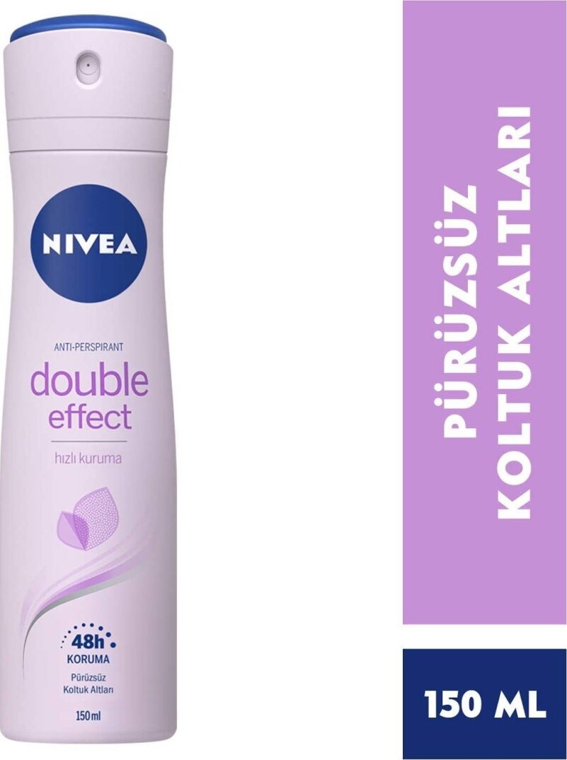 Nivea Kadın Sprey Deodorant Double Effect 48 Saat Anti-perspirant Koruma 150 ml, Pürüzsüz Koltuk Altları - 1
