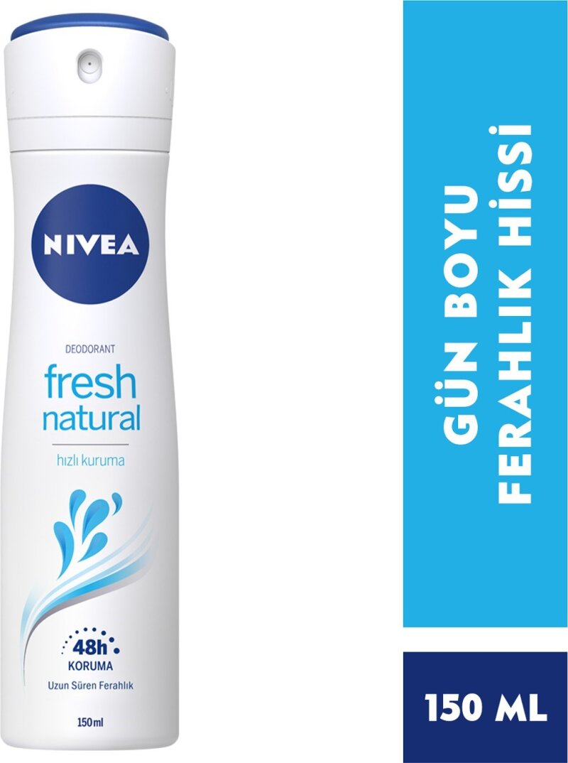 NIVEA Kadın Sprey Deodorant Fresh Natural 150ml Ter ve Ter Kokusuna Karşı 48 Saat Deodorant Koruması - 1