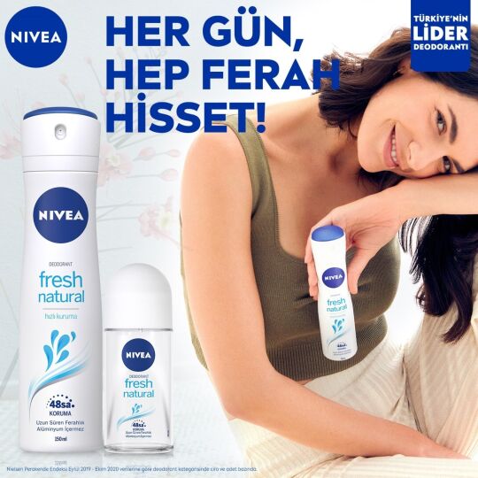 NIVEA Kadın Sprey Deodorant Fresh Natural 150ml Ter ve Ter Kokusuna Karşı 48 Saat Deodorant Koruması - 6
