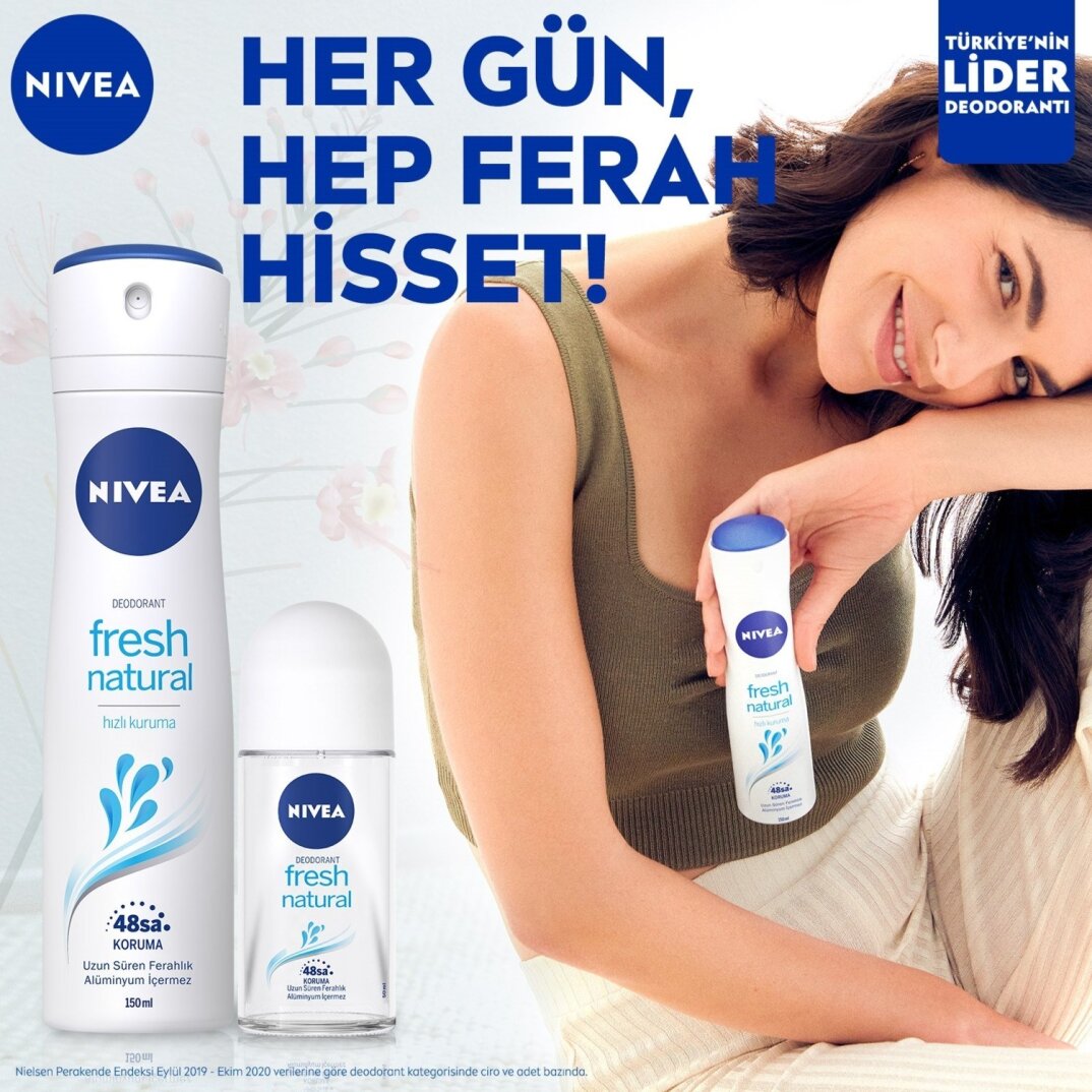 NIVEA Kadın Sprey Deodorant Fresh Natural 150ml Ter ve Ter Kokusuna Karşı 48 Saat Deodorant Koruması - 6