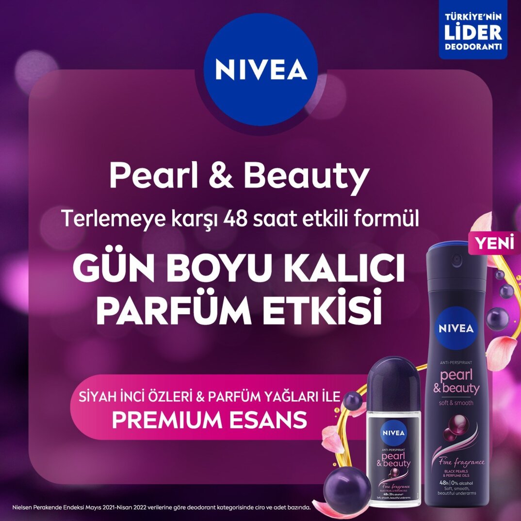 NIVEA Kadın Sprey Deodorant Pearl&Beauty Fine Fragrance,48 Saat Anti-perspirant Koruma 150ml - 5