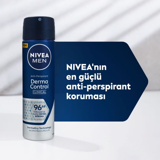 NIVEA Men Derma Control Clinical Erkek Sprey Deodorant 150ml,96 Saat Üstün Koruma,DermaDry Technolog - 3