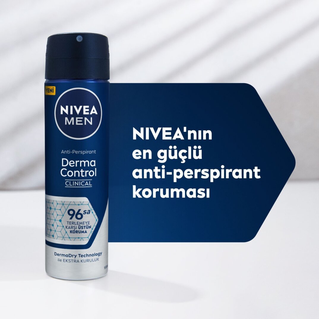 NIVEA Men Derma Control Clinical Erkek Sprey Deodorant 150ml,96 Saat Üstün Koruma,DermaDry Technolog - 3