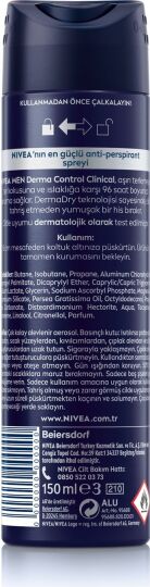 NIVEA Men Derma Control Clinical Erkek Sprey Deodorant 150ml,96 Saat Üstün Koruma,DermaDry Technolog - 4