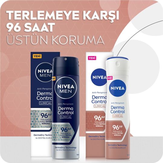 NIVEA Men Derma Control Clinical Erkek Sprey Deodorant 150ml,96 Saat Üstün Koruma,DermaDry Technolog - 7