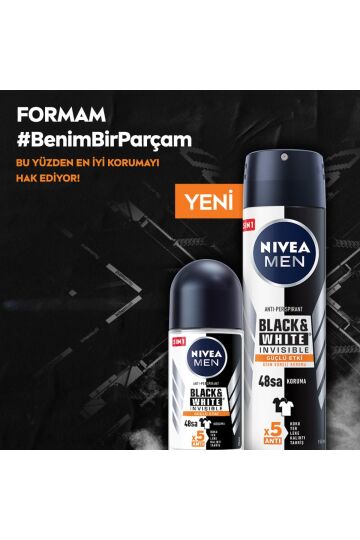 Nivea Men Erkek Roll On Deodorant Black&White Invisible Güçlü Etki 50 ml 48 Saat Anti-Perspirant - 5
