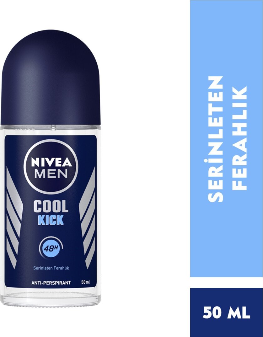 NIVEA Men Erkek Roll On Deodorant Cool Kick 48 Saat Anti-perspirant Koruma 50ml,Serinleten Ferahlık - 1