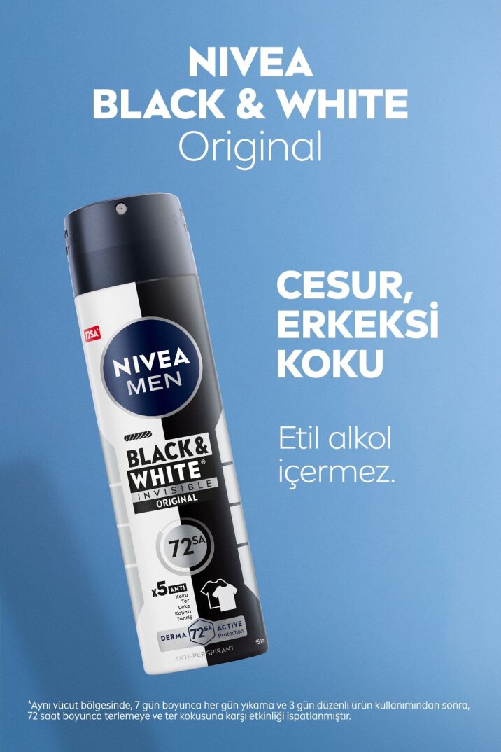 Nivea Men Erkek Sprey Deodorant Black&white Invisible Original 200ml, 72 Saat Anti-Ter Koruması - 4