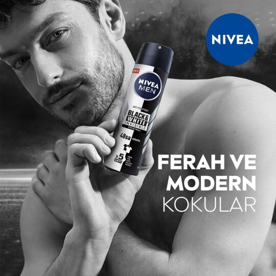 Nivea Men Erkek Sprey Deodorant Black&White Invisible Original Ter ve Ter Kokusuna Karşı 48 Saat - 2