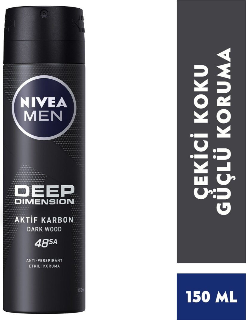 NIVEA Men Erkek Sprey Deodorant Deep Dimension 48 Saat Anti-perspirant Koruma 150ml,Erkeksi Koku - 1