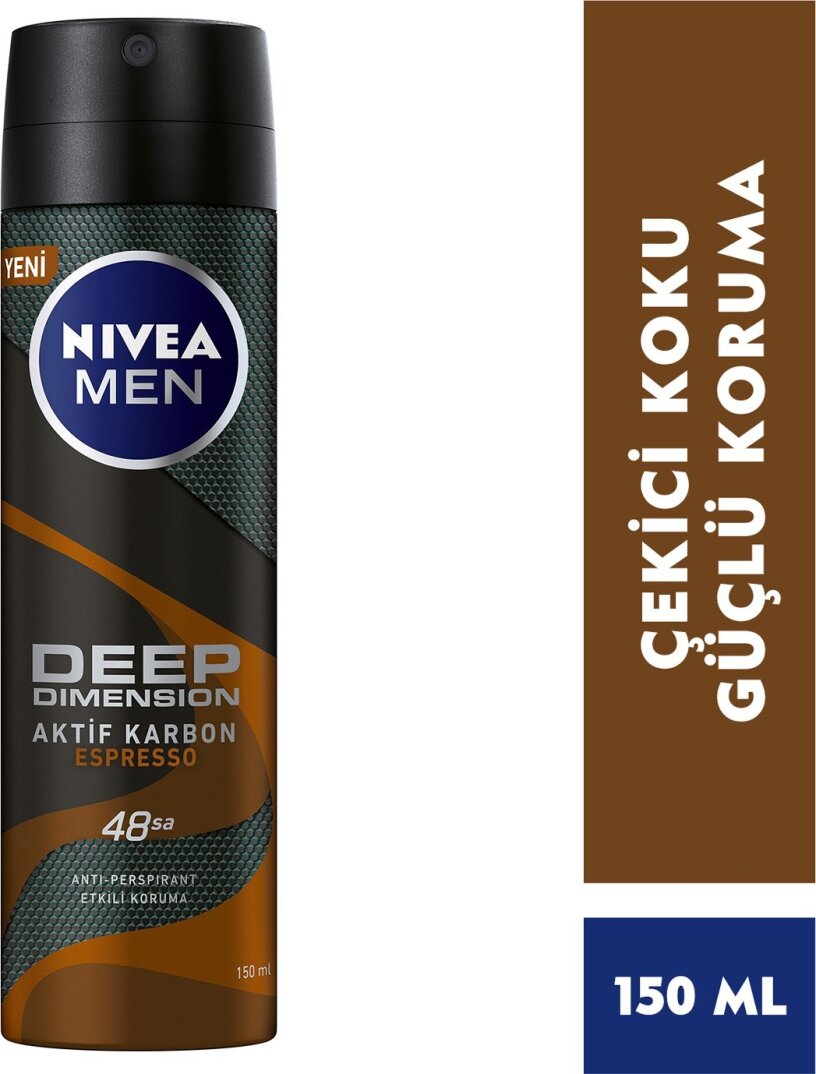 Nivea Men Erkek Sprey Deodorant Deep Dimension Espresso 48 Saat Anti-perspirant Koruma 150ml, Çekici - 1