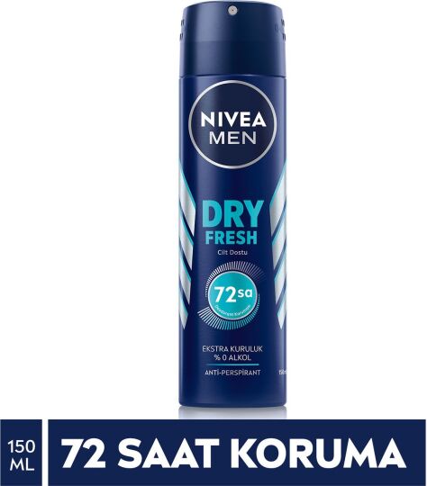 NIVEA Men Erkek Sprey Deodorant Dry Fresh 150ml, Ter ve Ter Kokusuna Karşı 48 Saat Çift Etkili Anti-perspirant Koruma
