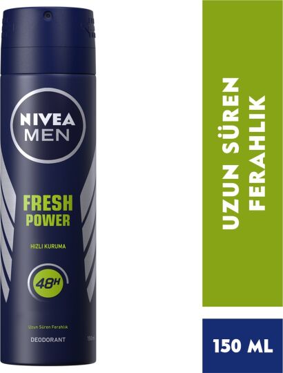NIVEA Men Erkek Sprey Deodorant Fresh Power 150ml,Ter ve Ter Kokusuna Karşı 48 Saat Deodorant Koruması