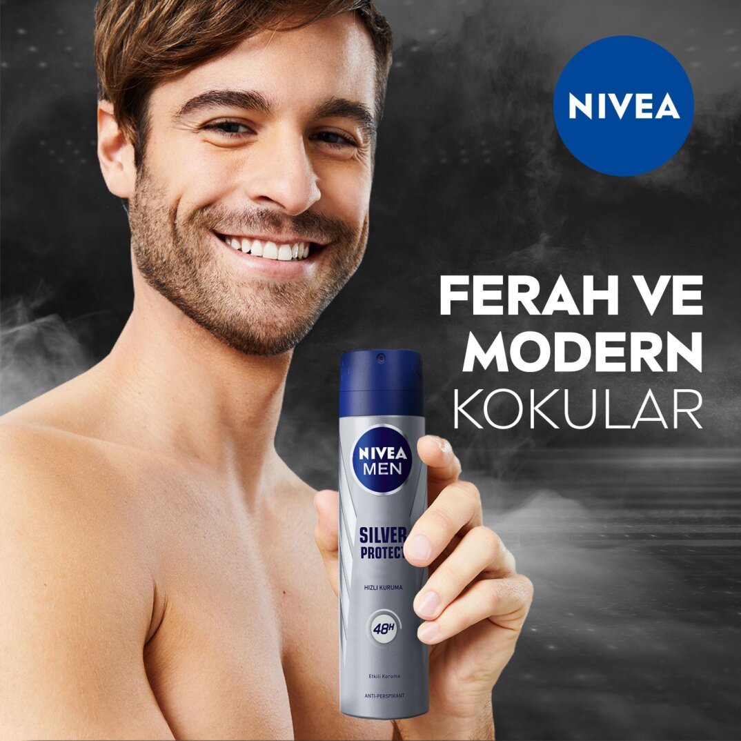 NIVEA Men Erkek Sprey Deodorant Silver Protect 150 ml, Ter ve Ter Kokusuna Karşı 48 Saat Anti-perspi - 2