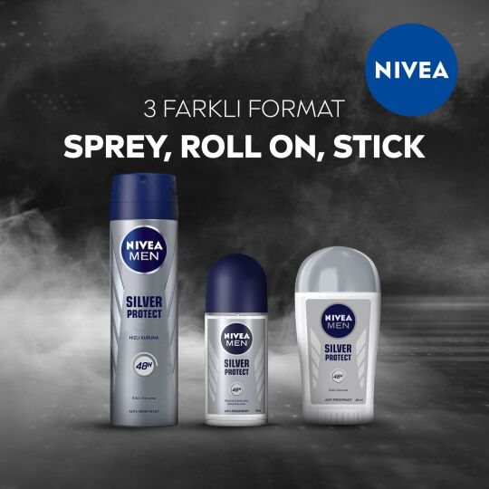 NIVEA Men Erkek Sprey Deodorant Silver Protect 150 ml, Ter ve Ter Kokusuna Karşı 48 Saat Anti-perspi - 6