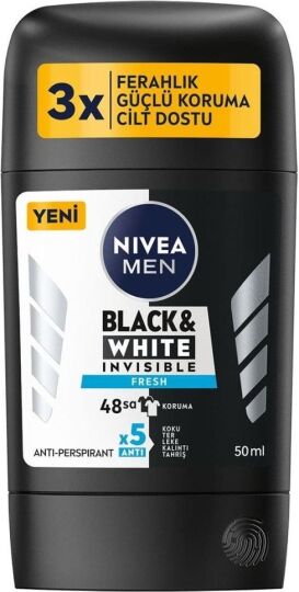 Nivea Men Erkek Stick Deodorant Black & White Invisible Fresh 48 Saat Anti-Perspirant Koruma 50 ml - 2