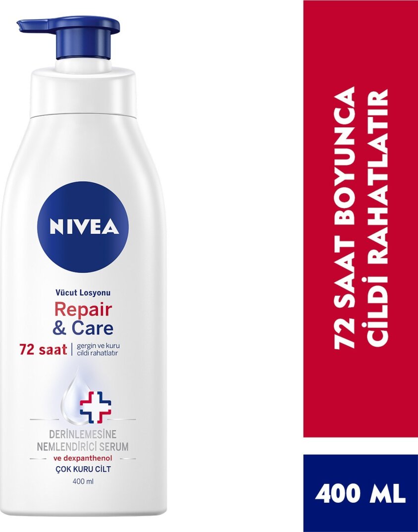 Nivea Repair & Care Vücut Losyonu 400ml,Çok Kuru Ciltler için Yoğun Bakım ve Onarıcı Vücut Losyonu,  - 1