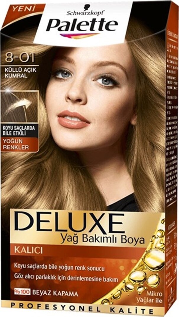 Palette Deluxe 8-01 Küllü Açık Kumral Saç Boyası - 1
