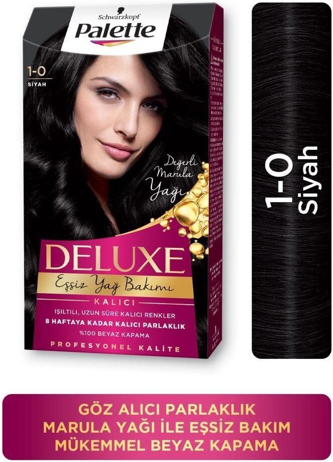 Palette Deluxe Kalıcı Renkler Saç Boyası 1-0 Siyah - 1