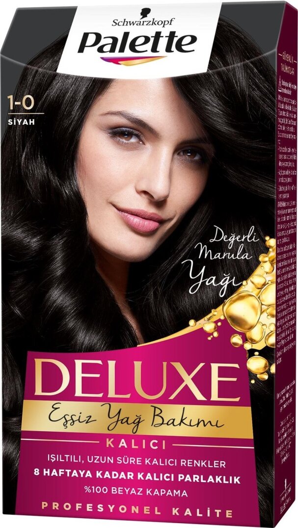 Palette Deluxe Kalıcı Renkler Saç Boyası 1-0 Siyah - 2