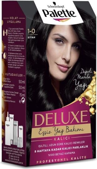 Palette Deluxe Kalıcı Renkler Saç Boyası 1-0 Siyah - 3