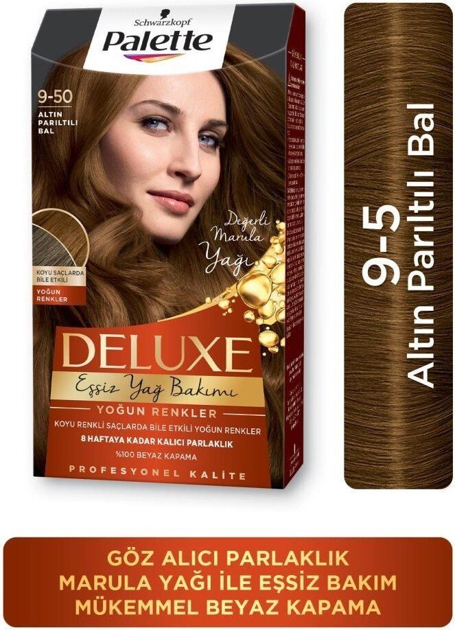 Palette Deluxe Yoğun Renkler 9-50 Altın Parıltılı Bal Saç Boyası - 1