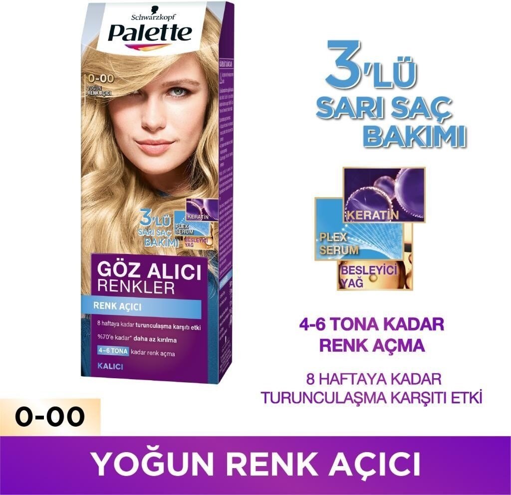 Palette Göz Alıcı Renkler 0-00 Yoğun Renk Açıcı Saç Boyası - 1