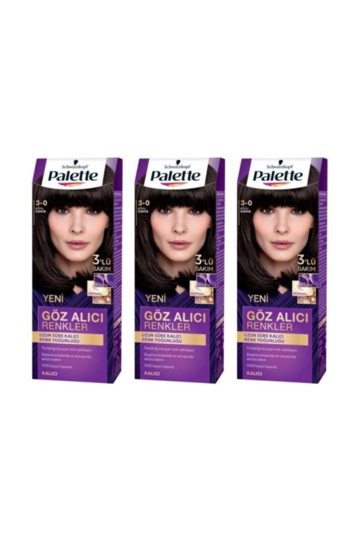 Palette Göz Alıcı Renkler Saç Boyası 3-0 Koyu Kahve 3 Paket - 1