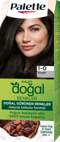 Palette Kalıcı Doğal Renkler 1-0 Siyah Saç Boyası Kakao Yağı & Yulaf Çekirdeği Özü ile - 2