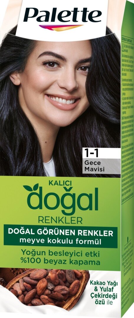Palette Kalıcı Doğal Renkler 1-1 Gece Mavisi Saç Boyası Kakao Yağı & Yulaf Çekirdeği Özü ile - 2