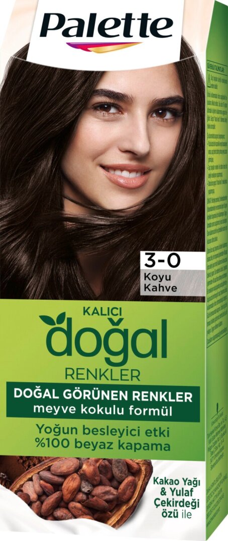 Palette Kalıcı Doğal Renkler 3-0 Koyu Kahve Saç Boyası Kakao Yağı & Yulaf Çekirdeği Özü ile - 2