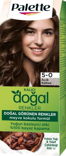 Palette Kalıcı Doğal Renkler 5-0 Açık Kahve Saç Boyası Kakao Yağı & Yulaf Çekirdeği Özü ile - 2
