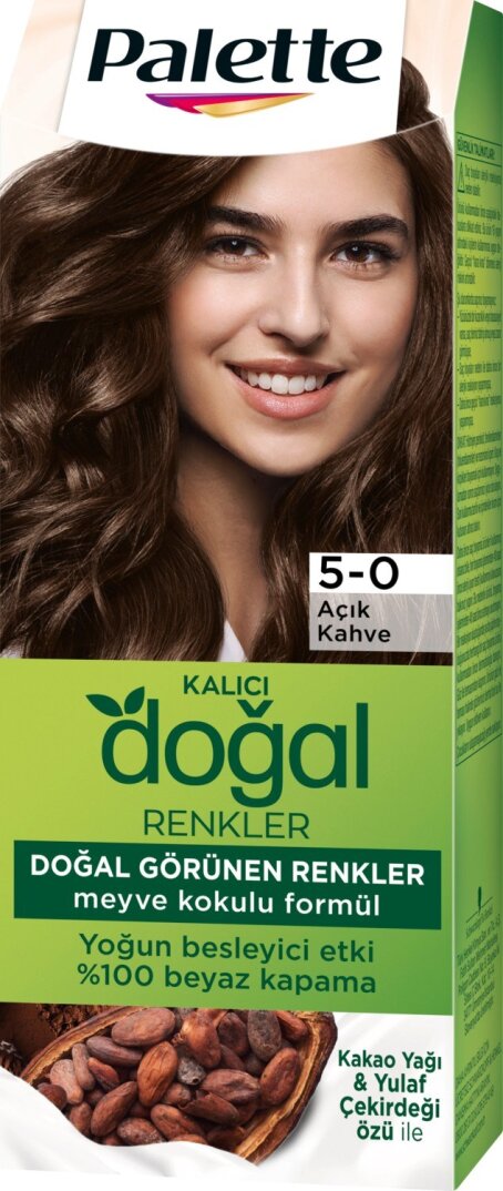 Palette Kalıcı Doğal Renkler 5-0 Açık Kahve Saç Boyası Kakao Yağı & Yulaf Çekirdeği Özü ile - 2