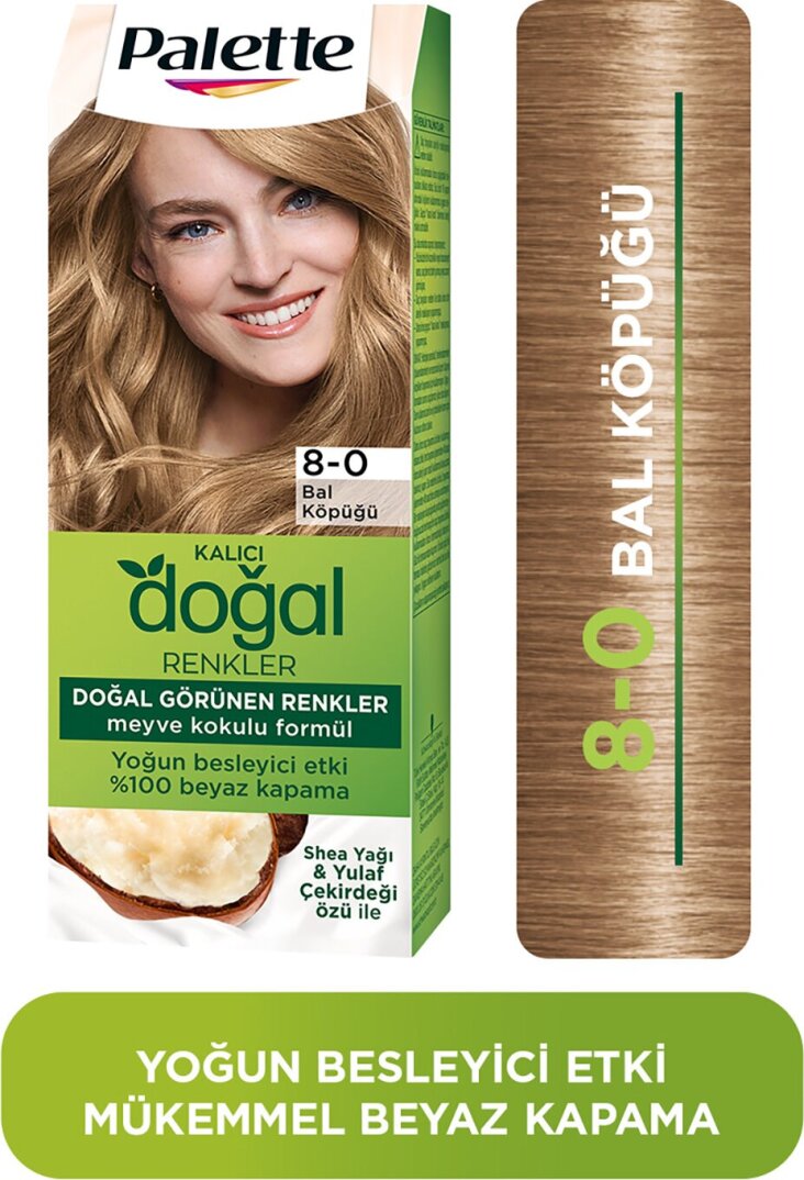 Palette Kalıcı Doğal Renkler 8-0 Bal Köpüğü Saç Boyası Shea Yağı & Yulaf Çekirdeği Özü ile - 1