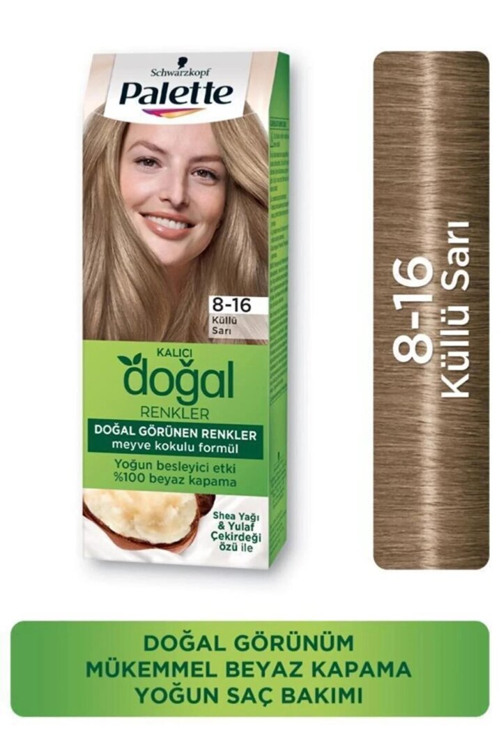 Palette Kalıcı Doğal Renkler Saç Boyası No: 8.16 Küllü Sarı - 1