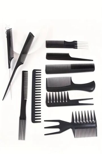 Powertec Profesyonel Kuaför Tarağı 10'lu Set – Berber Ve Saç Kesim Tarağı ( Taşıma Çantalı ) - 2