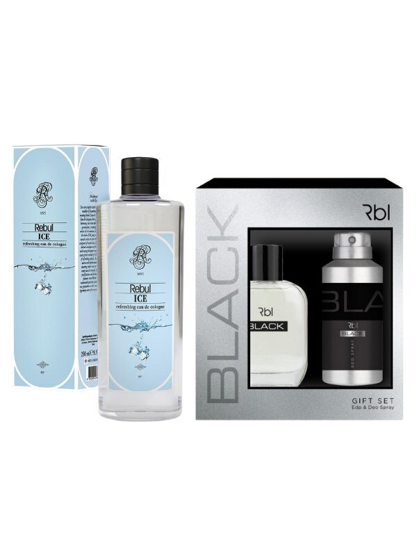Rebul Black Set Parfüm 100 ml + Deodorant Spray 150 ml + Rebul Ice Kolonya 250ML - 1