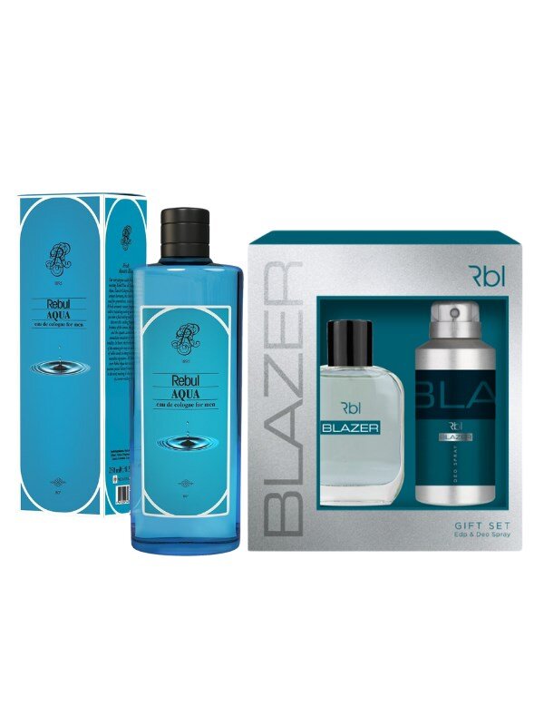 Rebul Blazer Set Parfüm 100 ml + Deodorant Spray 150 ml + Aqua Kolonya Cam Şişe 250 ML Özel Set - 1