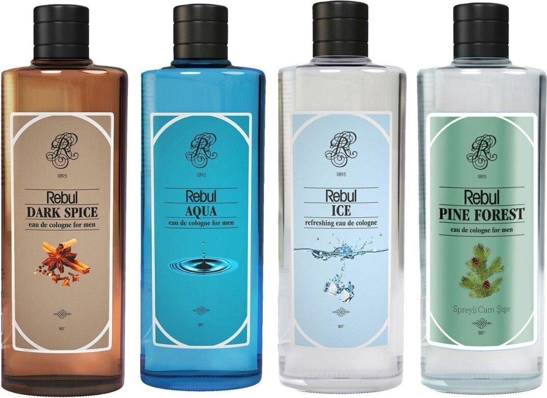 Rebul Kolonya Aqua 250 ml + Dark Spice 250 ml + Ice 250 ml + Pine 250 ml - 1