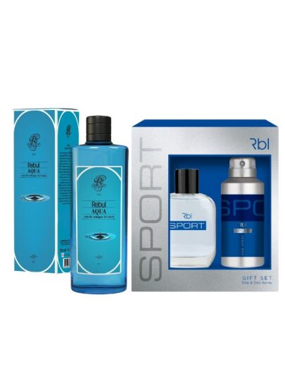 Rebul Sport Set Parfüm 100 ml + Deodorant Spray 150 ml + Aqua  Kolonya Cam Şişe 250 ML Özel Set