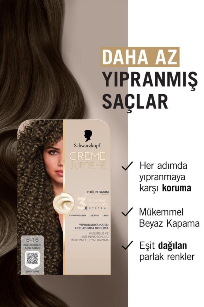 Schwarzkopf Creme Supreme Saç Boyası 6-16 Küllü Soğuk Açık Kahve - 3