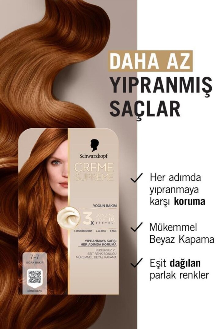 Schwarzkopf Creme Supreme Saç Boyası 7-7 Sıcak Bakır / Tek Ebat - 3