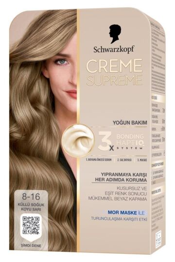 Schwarzkopf Creme Supreme Saç Boyası 8-16 Küllü Soğuk Koyu Sarı - 2