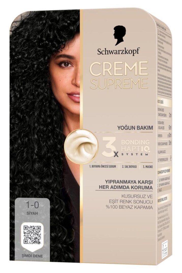 Schwarzkopf Creme Supreme Saç Boyası Full Kit 1-0 Siyah - 2